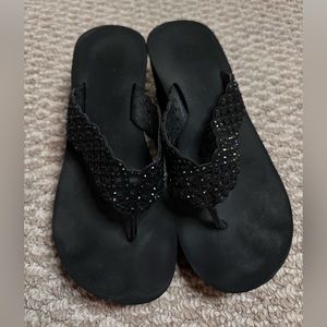 Yellow Box Black Deloise Wedge Sandals